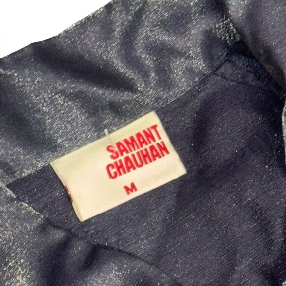 🔥 Samant Chauhan X Anthropologie metallic slate Utility zip up Shirt midi dress - Picture 8 of 9